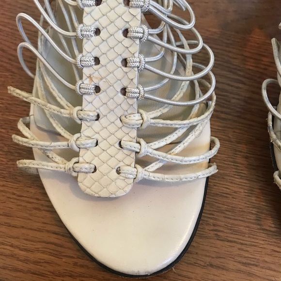 Gorgeous Cream Snakeskin Strappy Versace Heels - Picture 7 of 8